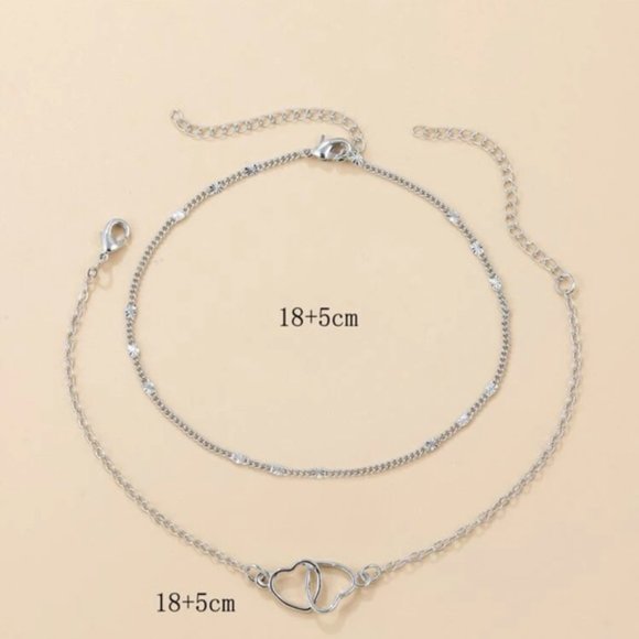 2pcs Heart Decor Bracelet Silver For Women Wedding Party - Picture 5 of 5